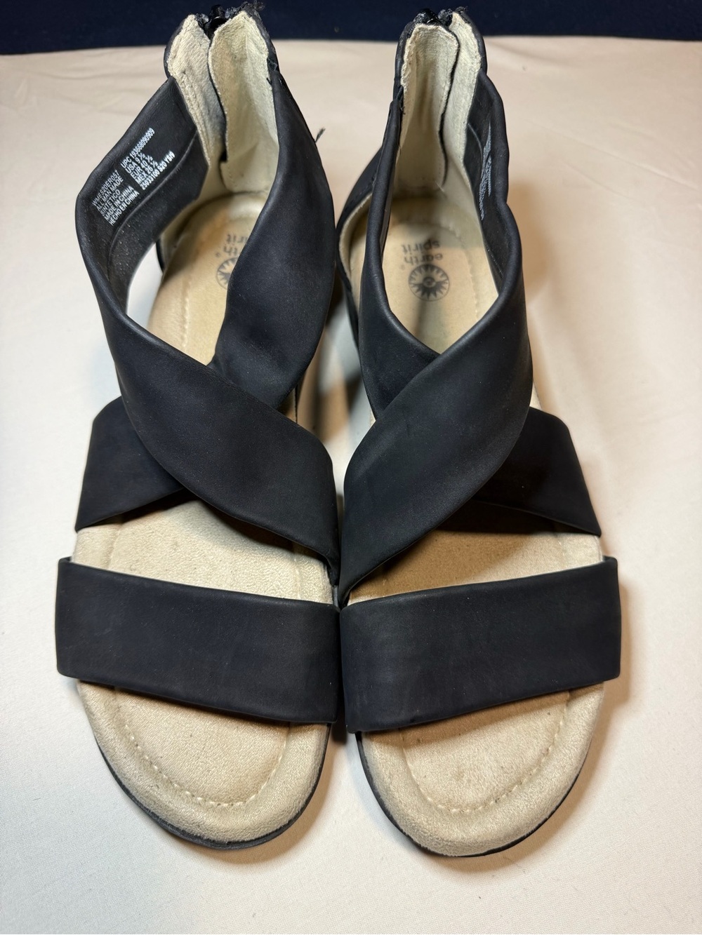 Easy Spirit Black Crisscross Back-Zip Comfort Sandals